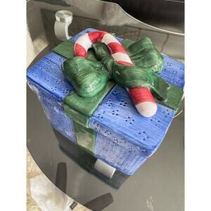 Vintage christmas ceramic hand painted Gift box